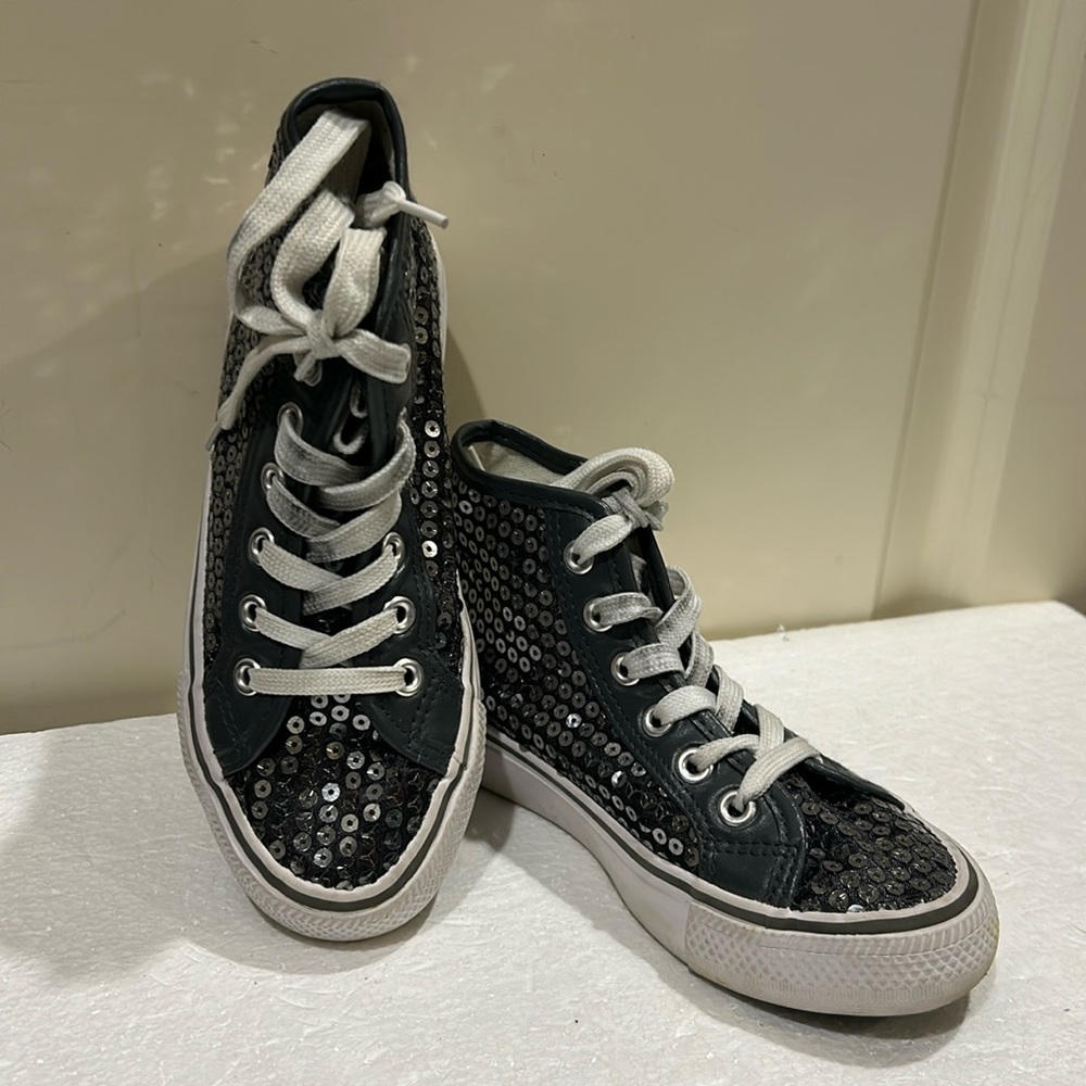Balera kids sequin hi-top lace up sneakers size 1